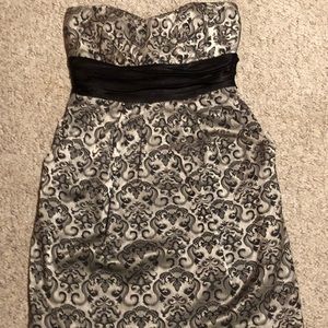 Silvery strapless formal dress
